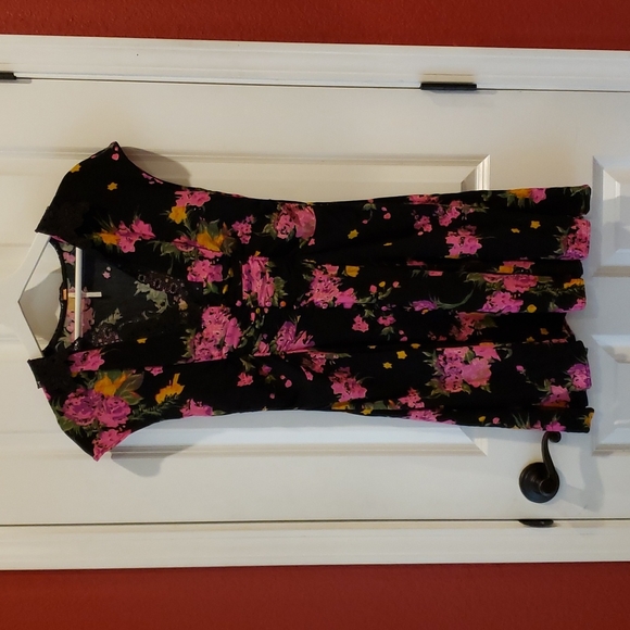 FREE PEOPLE Alora Black Floral Print Mini Dress sz 4 Women's Minidress - Picture 5 of 16